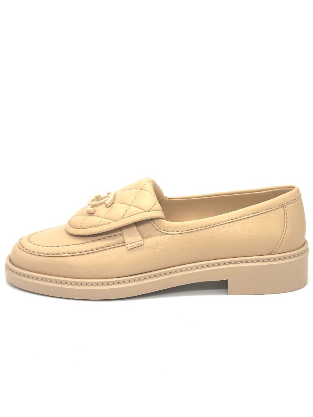 CHANEL 24C Leather Quilted Tab Turn Lock Turnlock CC Loafer Moccasin Flat Shoes - Picture 2 of 14